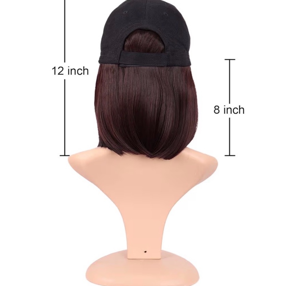 Short Straight Bob Wig Resistant Synthetic Hair Extension Baseball Hat Wig - Picture 6 of 6